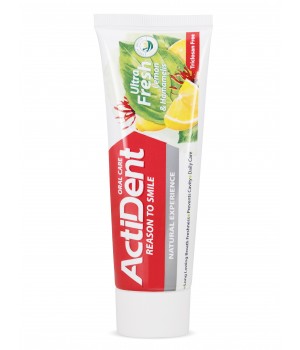 ACTIVE Зубная паста "Лимон и Гамаммелис" Ultra Fresh, без триклозана, 100 г ACTIVE Зубная паста "Лимон и Гамаммелис" Ultra Fresh, без триклозана, 100 г