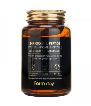 Farmstay Сыворотка с золотом и пептидами 24к Gold & Peptide Solution Prime Ampoule 250 мл
