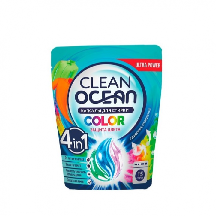 Лаборатория Катрин Капсулы для стирки Ocean Clean Color 15 шт (225г)