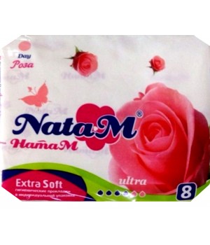 30779 NATAM Прокладки гигиенические 8шт Ultra Extra Soft Deo Роза дневные