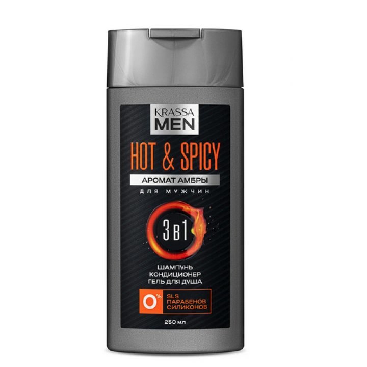KRASSA MEN Ice Breeze 3в1 Шампунь-кондиционер для волос и гель для душа, 250 мл
